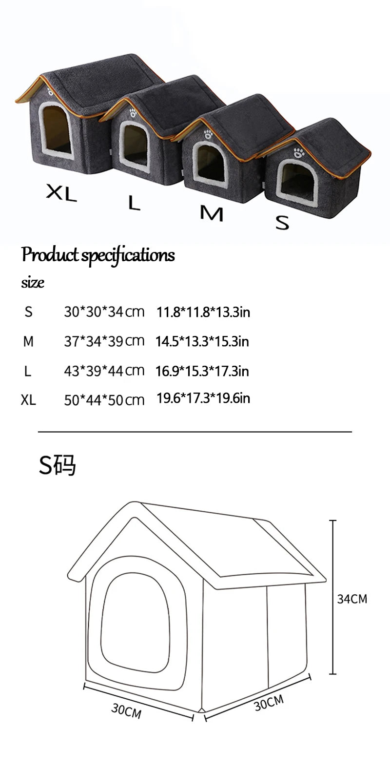 Casinha para cães e gatos de tecido confortável - Petzin ®