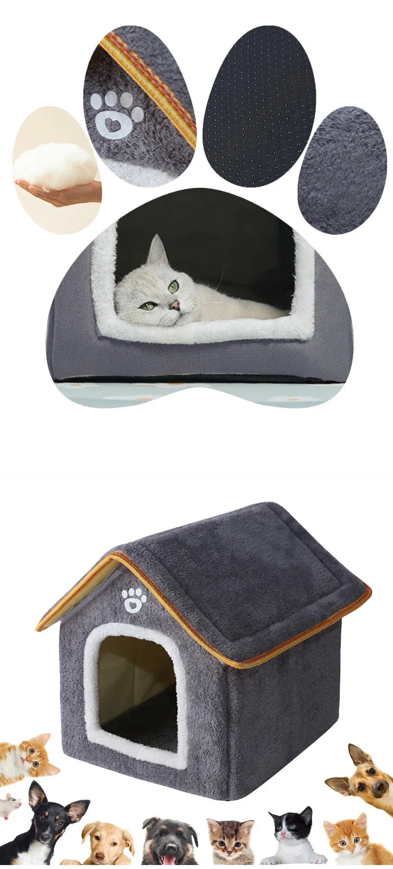 Casinha para cães e gatos de tecido confortável - Petzin ®