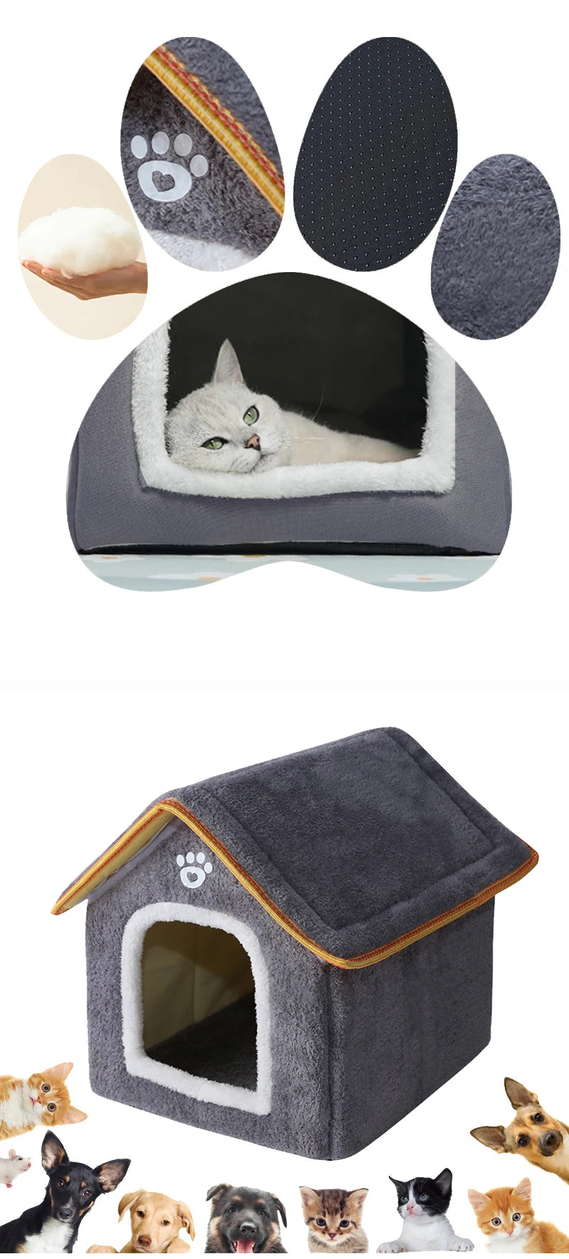 Casinha para cães e gatos de tecido confortável - Petzin ®